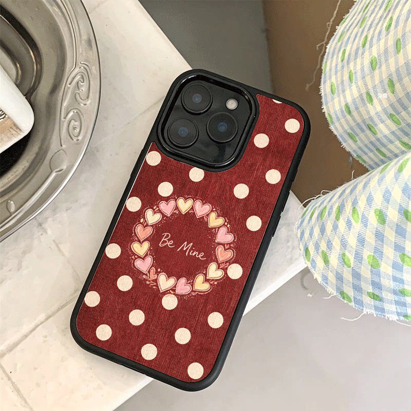 爆款红色花圈波点适用苹果18手机壳iPhone17promax创意15新款14爆款13mi小众11黑色肤感玻璃8女12p防摔16硬壳