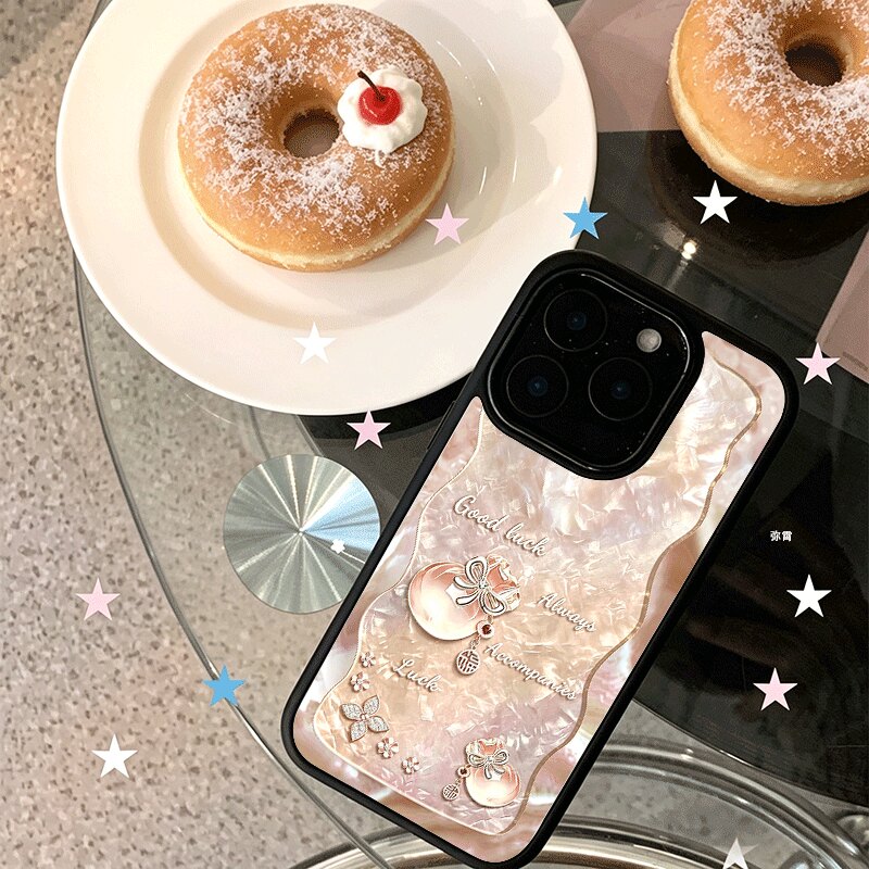 ins金色福袋适用苹果17promax手机壳iPhone16创意15新款14黑色肤感13mini高级x小众情侣11玻璃12全包防摔硬壳