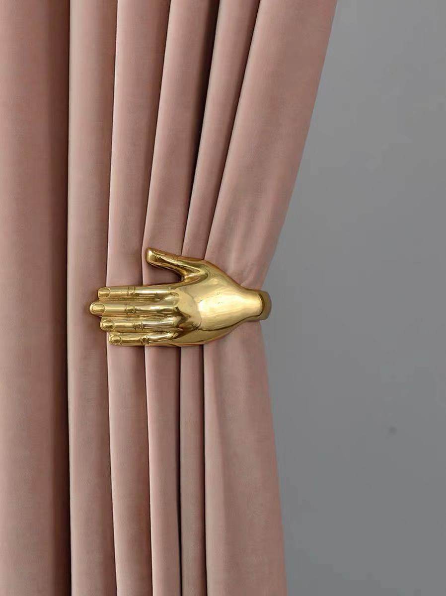 轻奢设计国产黄金左右手别墅客厅窗帘墙钩复古壁挂钩壁钩无需绑带