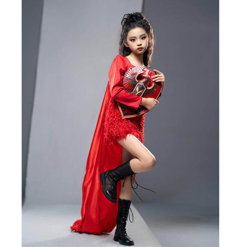 女童红色T台走秀潮服极简风长袖披风秋冬款表演出服辣妹香榭丽舍,童装/婴儿装/亲子装,儿童礼服,淘宝优惠券,粉丝福利购,淘宝优惠卷