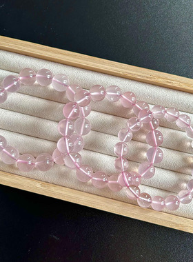 天然粉水晶 星光粉晶 六道芒 粉色水晶单圈手链少女系