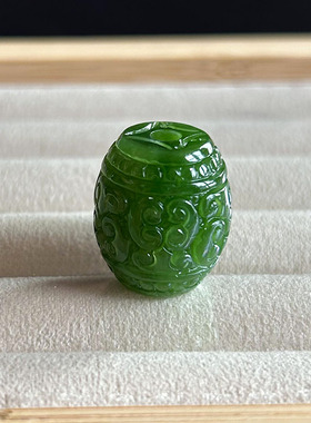 天然玉石 新疆碧玉 菠菜绿碧玉路路通 无杂无裂 雕刻吊坠