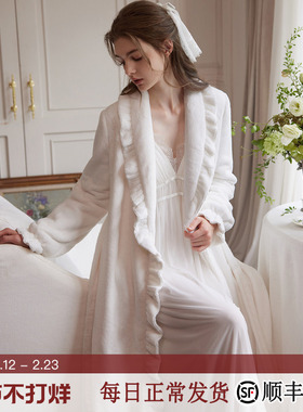 RoseTree法兰绒睡袍女冬季珊瑚绒长款加厚浴袍女士睡衣2025新款