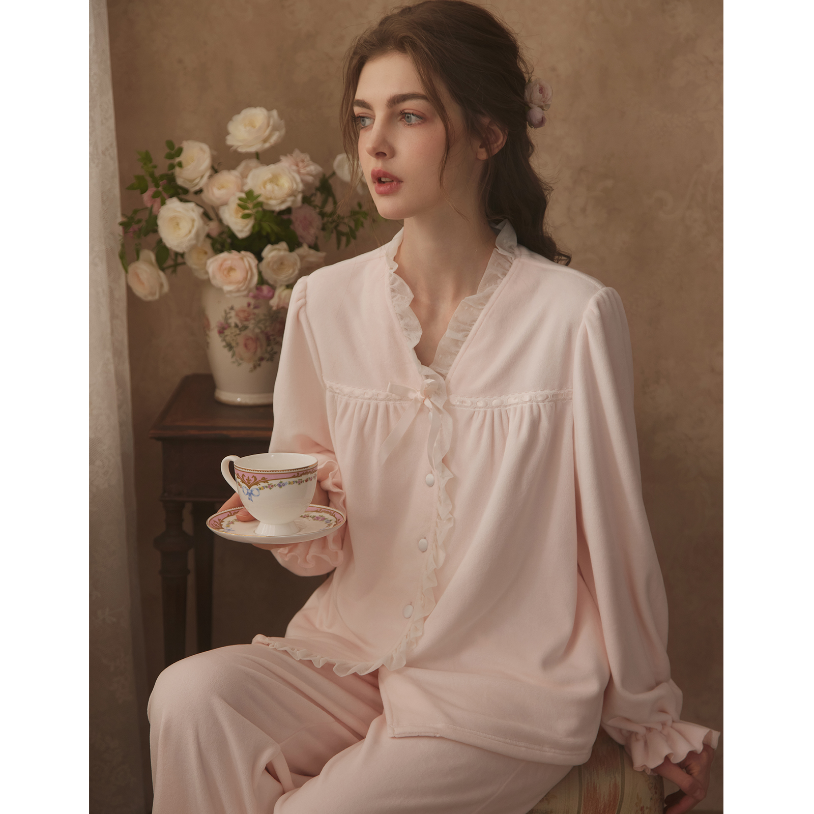 RoseTree古典少女银狐绒家居套装