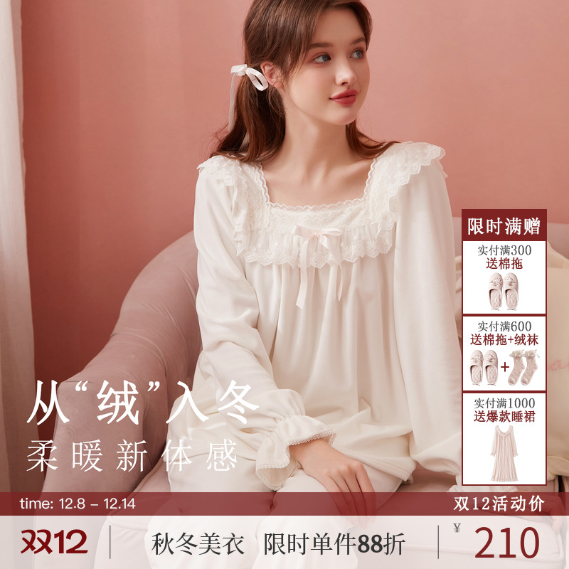 RoseTree可爱少女高级感薄绒睡衣