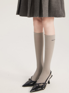 RoseTree小腿袜女款秋季灰色jk袜子长筒堆堆袜半腿袜配裙子中长袜