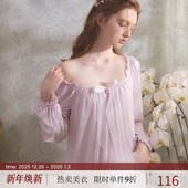 睡裙女款 春夏季 长袖 RoseTree法式 宽松冰丝宫廷公主风性感睡衣长款