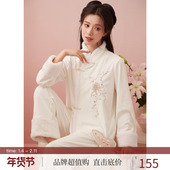 秋冬季 新中式 汉服珊瑚绒家居服套装 RoseTree国风睡衣女款 2025新款