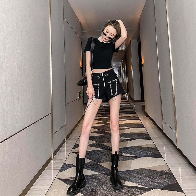 黑色短裤女夏2024年新款牛仔高腰潮ins外穿欧洲站重工显瘦热裤