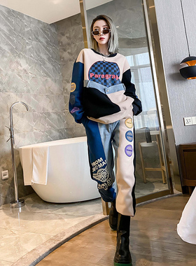 时尚套装女卫衣+卫裤欧洲站新款洋气减龄休闲时髦欧货炸街网红潮