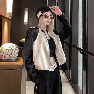 春秋设计感小众休闲运动百搭上衣 拼接软糯韩剧女主外套2024年新款