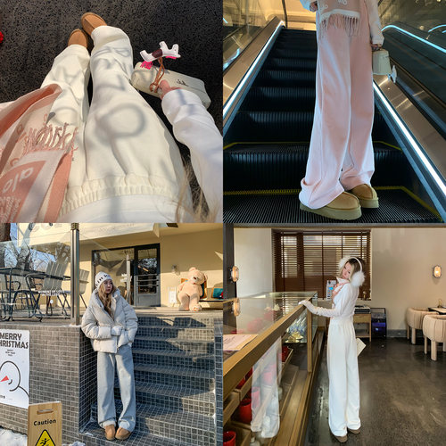 高腰垂感休闲直筒运动阔腿裤