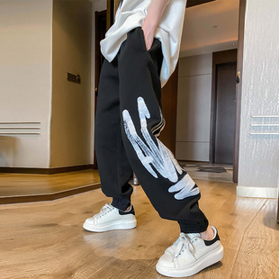 黑色裤 宽松束脚哈伦高腰百搭韩版 子潮 女2024春秋新款 休闲运动卫裤