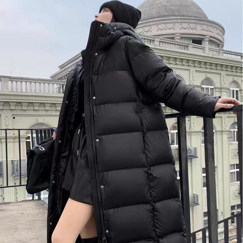 黑金羽绒服女款女冬装长款韩版2羽绒服