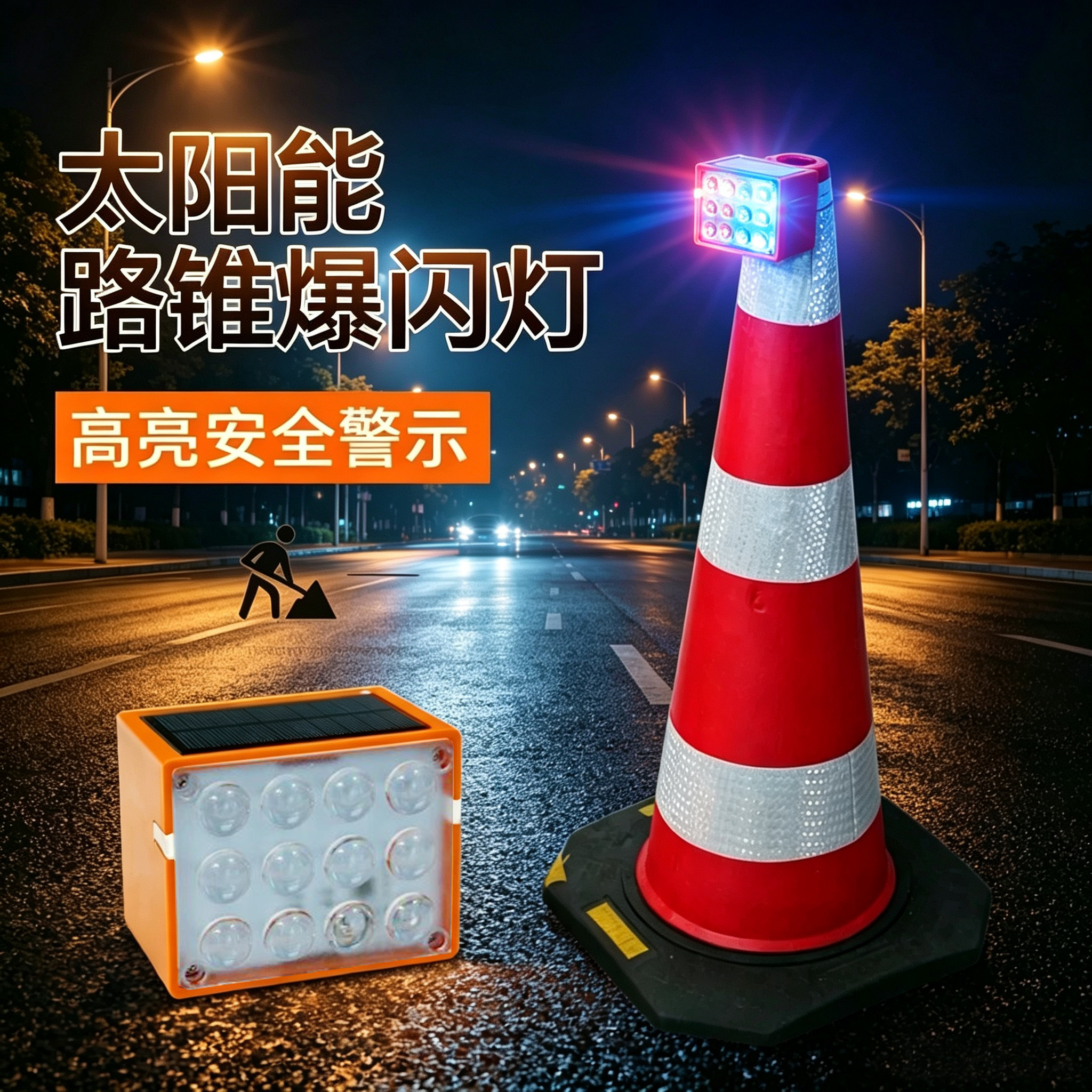 mnsd太阳能爆闪灯道路路障户外