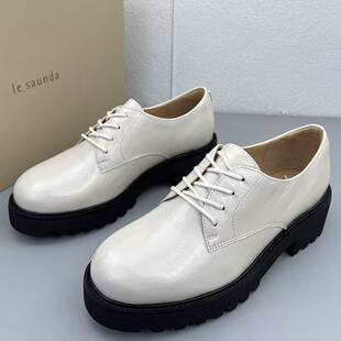 5678莱尔斯*品牌羊皮女鞋粗跟低帮系带乐福鞋外贸百搭高品质单鞋