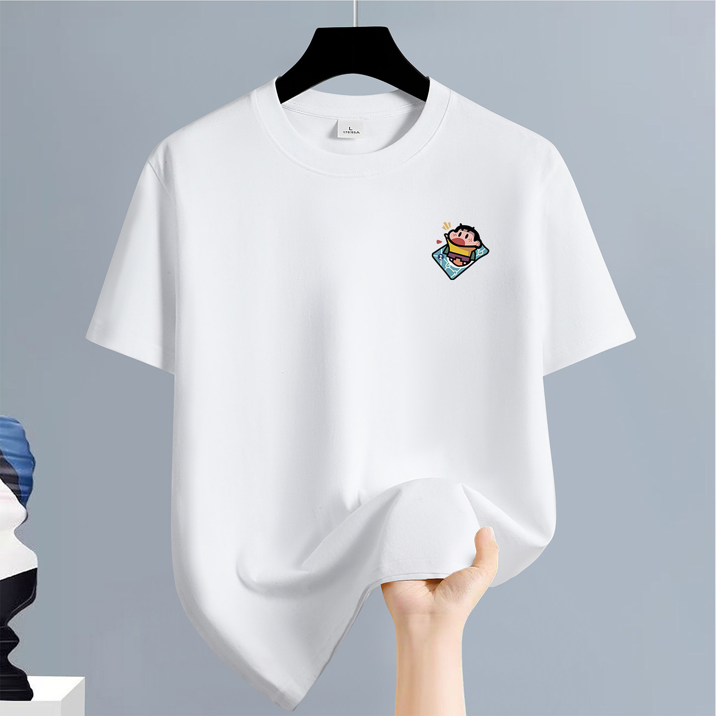 夏季新款短袖t恤男宽松百搭圆领重磅白色打底衫半袖青年学生半袖