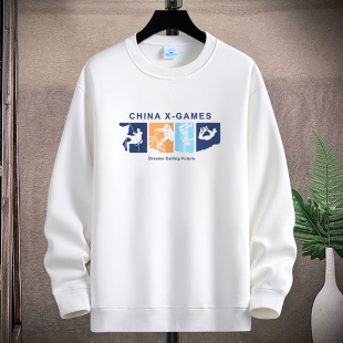 品牌新款卫衣男圆领无帽打底衫青年重磅纯棉上衣宽松大码长袖T恤