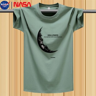 休闲情侣潮流上衣圆领青年打底衫 t恤男夏季 2025纯棉短袖 NASA新款
