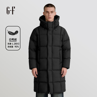 GF男装 冬季简约百搭保暖连帽长款纯色羽绒服 S/W 170254063