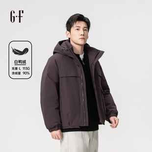 GF男装 冬季简约纯色宽松舒适保暖连帽短款羽绒服 S/W 170254036