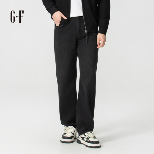 GF男装  秋季休闲简约舒适百搭直筒阔版牛仔松紧裤 S/A 210253012