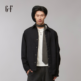 GF 春季男美式潮酷黑色宽松休闲痞帅百搭外套衬衫夹克 120261002