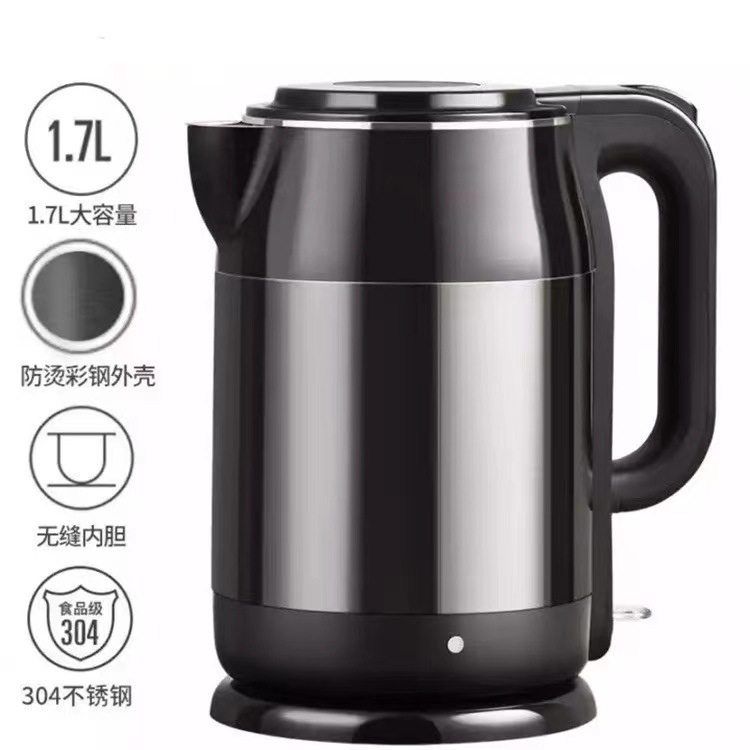 适用电热水壶K17-F67 双层304不锈钢家用无缝内胆自动烧水壶1.7L