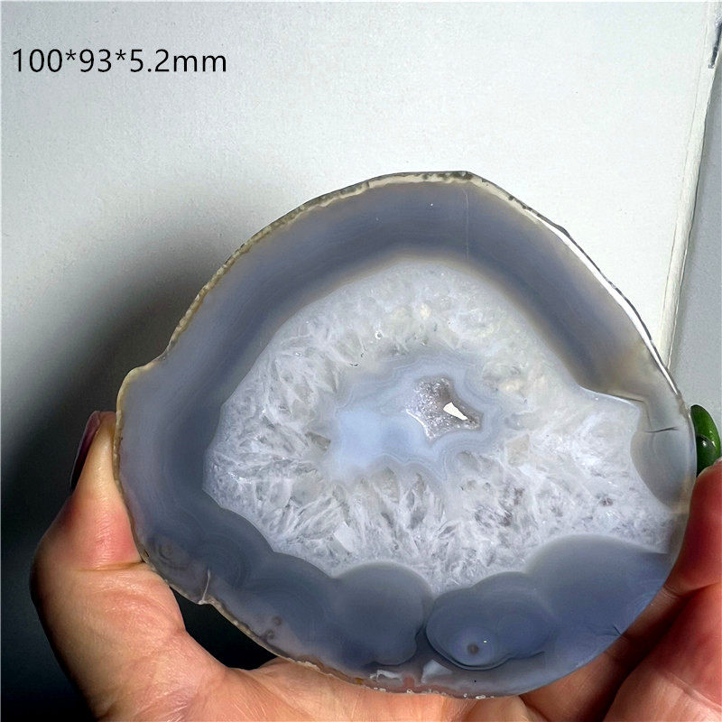 天然玛瑙片水晶体 杯垫 圆形缠丝纹路玛瑙切片摆件茶杯垫防烫46号