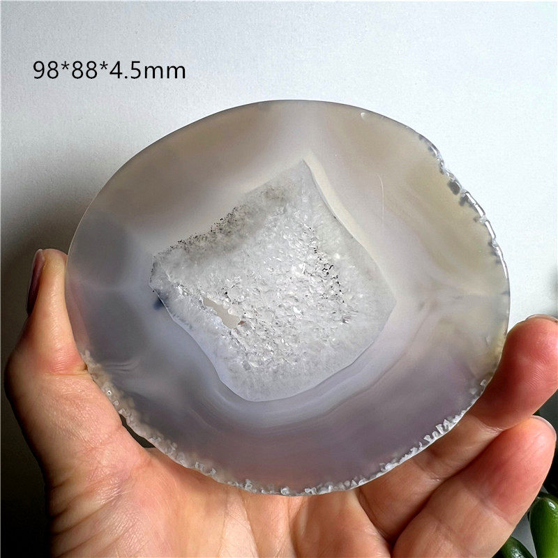 天然玛瑙片水晶体 杯垫 圆形缠丝纹路玛瑙切片摆件茶杯垫防烫50号