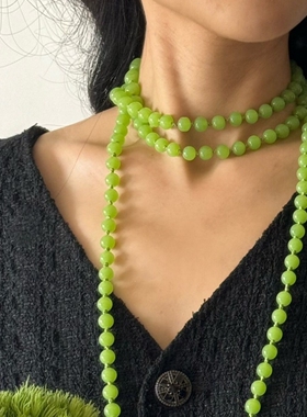 小香风葡萄串珠项链毛衣链女