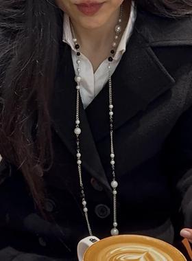 串珠长项链颈链毛衣链时髦