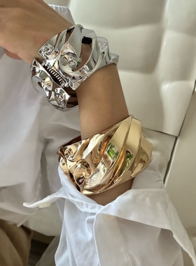 水波纹合金法式ins手镯叠戴