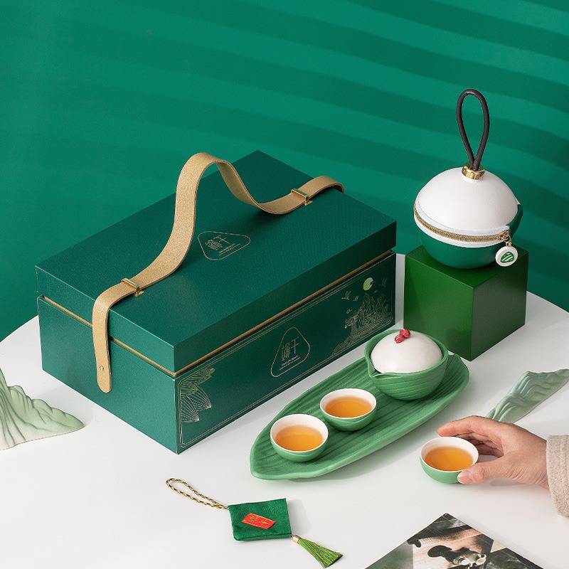 画诗旅行茶具小套装户外随身便携快客杯泡茶壶茶盘商务礼盒丁制