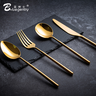 BLUE 不锈钢水果叉咖啡甜品勺子 GENTRY金属勺子西餐具刀叉勺套装