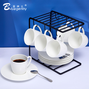 陶瓷水杯办公杯约280ml 杯子美式 BLUE GENTRY骨瓷挂耳咖啡杯碟套装