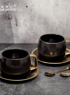 BLUE GENTRY陶瓷咖啡杯大容量卡布奇诺时尚马克杯子水杯咖啡杯碟