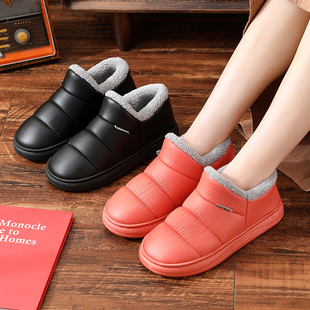 室内老人棉鞋 棉拖鞋 加绒加厚底外穿月子防水情侣款 男士 女包跟冬季