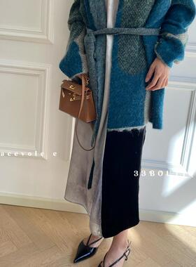 现货 正品 piacevole e24秋冬设计师品牌针织系带浴袍式开衫