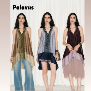 palavas26ss 钟楚曦同款泰米尔梦境不规则上衣拉拉河谷挂脖连衣裙