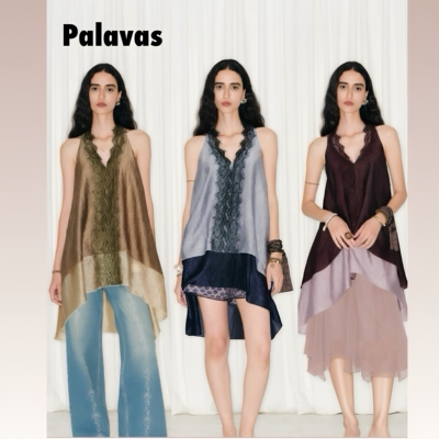 palavas26ss 钟楚曦同款泰米尔梦境不规则上衣拉拉河谷挂脖连衣裙
