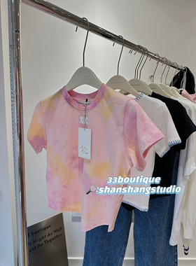 现货 正品授权 rest and recreation23AW设计感扎染复古印花短款T