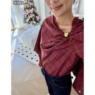 【当然是当同款】Cello Sonata秋冬新款羊毛格纹金珠斗篷披肩上衣