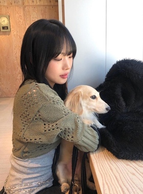 现货 正品 Openyy24ss新款韩国设计师品牌针织外搭镂空开衫