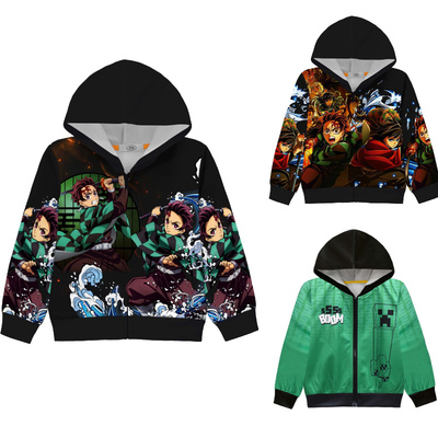 Demon Slayer卫衣服童装外套鬼灭之刃儿童拉链连帽外套夹克衫