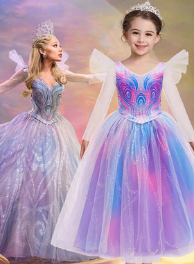 儿童格琳达The Wicked魔法坏女巫2女童演出服公主连衣裙cos服礼服