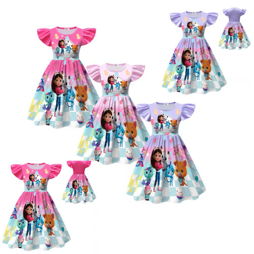 万圣节盖比的娃娃屋-Gabby's Dollhouse 女童飞飞袖夏季连衣裙