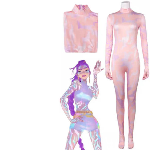 万圣节嘉年华紧身衣Cosplay服装KPop恶魔猎人神秘粉红色服装