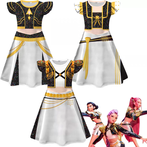 2025万圣节新品韩流女团K-POP猎魔女团cos服鲁米儿童飞飞袖连衣裙