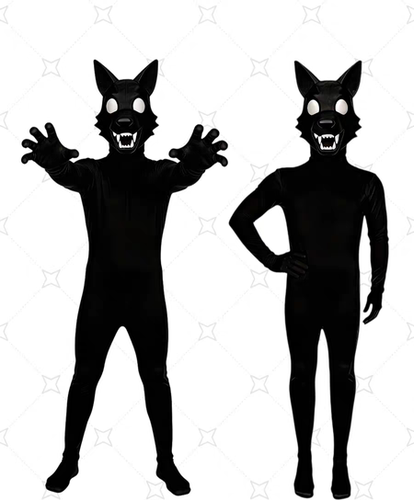 万圣节儿童狼人Werewolf黑色紧身连体衣 cosplay恐怖动物扮演服
